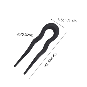 Minimalist matte black U-shaped hair fork with 13cm length for bun styling hair accessory
