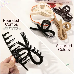Minimalist hollow semicircular hair claw clip for women in assorted glossy colors