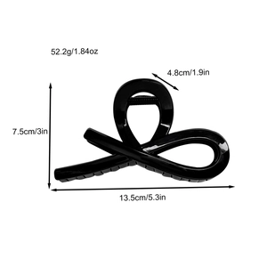 Large black hollow hair claw clip with dimensions 13.5cm x 7.5cm for women ponytail