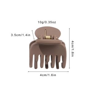 Pince à cheveux mate marron à 7 dents de 4cm avec dimensions et poids indiqués