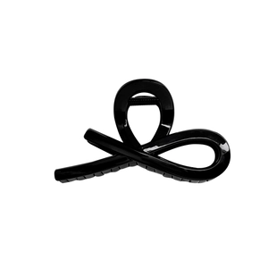 Glossy black hollow semicircular hair claw clip for women with minimalist curved design