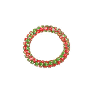 Christmas spiral telephone wire hair tie with red green white colors and snowflake print