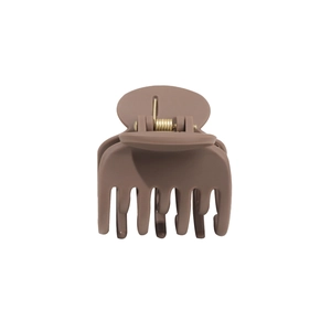Pince à cheveux mate marron à 7 dents avec ressort doré pour cheveux fins