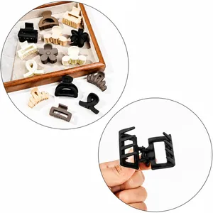 Set de pinzas para el cabello mate con flores en tonos tierra negro y beige mujer