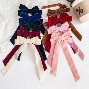 Vintage Velvet Bowknot Hair Clip For Women Elegant Large Ribbon Bow Hairpins Commuter Duckbill Clip Headwear Accessories