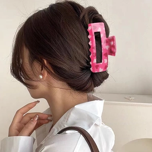 Pink heart print hair claw clip for women stylish valentine shark clip hair accessory