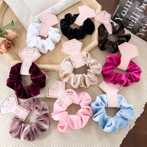 Solid Color Velvet Fabric Scrunchies For Women Large Hair Ties Elastic Hair Bands Handmade Fashion Hair Accessories