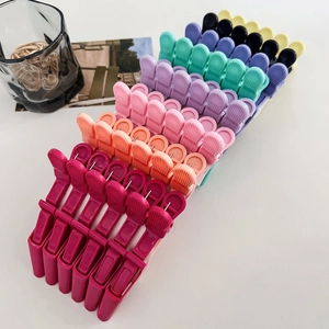 Matte non-marking hair clips in various colors for professional salon styling and makeup