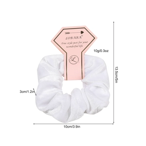 White velvet oversized hair scrunchie on LOBABA brand display card for women