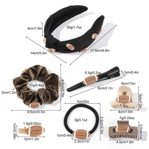 Lot de 7 accessoires à cheveux thème rugby avec serre-tête et pinces couleurs neutres