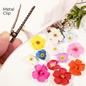 Lot de barrettes à fleurs de frangipanier artificielles avec pince crocodile en métal