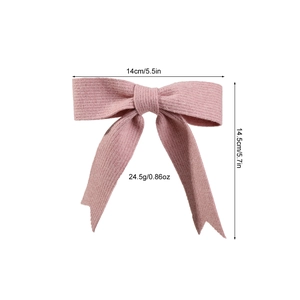 Barrette à cheveux avec nœud en tricot rose et rubans, dimensions 14x14,5cm pour femmes