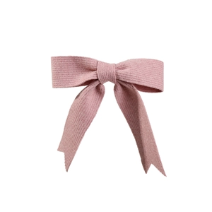 Barrette à cheveux élégante avec nœud en tricot rose et rubans en queue d'hirondelle