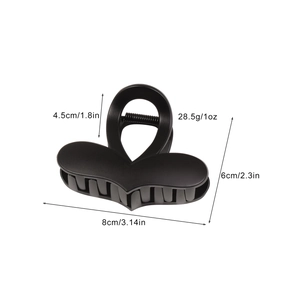 Pince à cheveux élégante en forme de cœur noir mat pour femmes, accessoire de coiffure durable