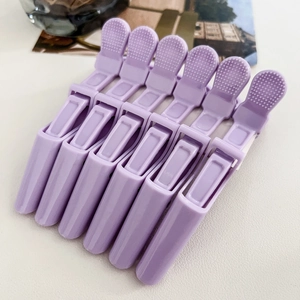 Set of six lavender professional hair clips with non-slip grip for salon styling