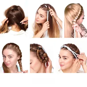 Step-by-step tutorial for heatless hair curler using blue silk flexible styling rod