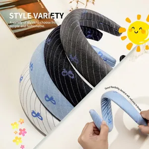 Flexible padded wide sponge headband set in four colors with durable fabric finish