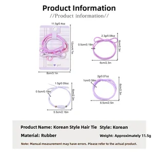 Spécifications de taille pour l'ensemble d'élastiques à cheveux violets avec nœuds doux
