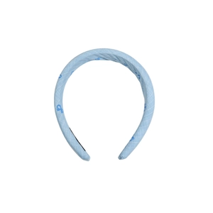 Blue denim sponge headband with butterfly patterns for a high cranial top look