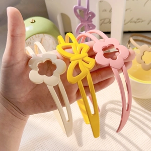 Serre-têtes évidés à fleurs et nœuds pour petites filles avec dents antidérapantes