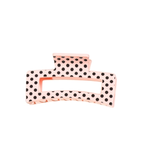 Pink polka dot square hair claw clip for elegant updo hairstyles and accessories