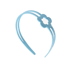 Serre-tête bleu clair pour enfants avec fleurs, double rangée et dents antidérapantes