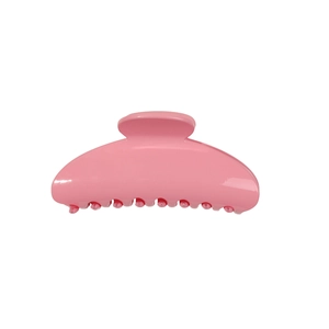 Elegant pink semicircular hair claw clip with glossy finish for women's hairstyling
