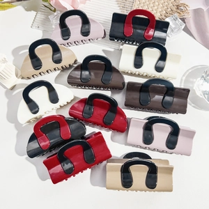 Korean Style Bag Shaped Hair Claw Clips Glossy ABS Contrast Color Shark Clip Large Non-Slip Hair Accessory For Women Daily Wear