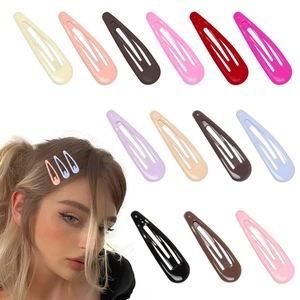 Candy Color Metal Snap Hair Clips For Women Teardrop BB Clips Korean Solid Painted Hairpins Daily Hair Accessories