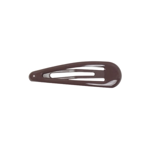 Classic dark brown teardrop snap hair clip with glossy painted metal finish for women