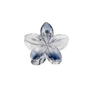 Blue gradient frangipani flower hair claw clip with transparent acrylic petals