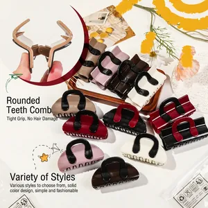 Elegant multi-color claw clip set in semi-circle and rectangular shapes for women
