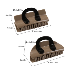 Elegant contrast hair claw clips in rectangle and semi-circle shapes with size specifications
