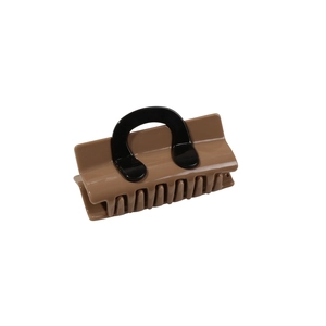 Contrast color brown and black shark clip hair claw accessory for women with sleek finish