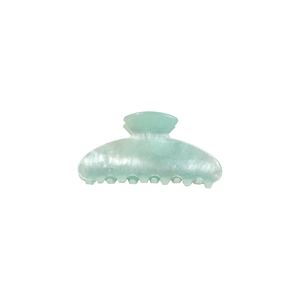 Elegant mint green butterfly hair claw clip with pearlescent resin and marble texture