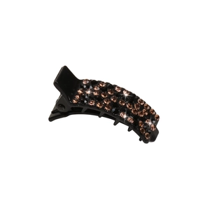 Eleganter Haarclip aus schwarzem Harz mit champagnerfarbenen und schwarzen Strasssteinen