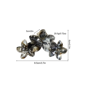 Elegant marble pattern hair claw clip with triple floral design for women hair styling