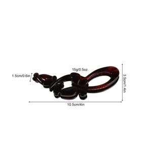 Deep tortoiseshell double butterfly banana hair clip for women ponytail style
