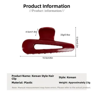 Dettaglio della molletta per capelli rosso scuro da 10,5 cm con misure e dimensioni