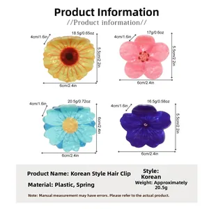 Detailed view of sunflower and cherry blossom acrylic hair claws in assorted colors