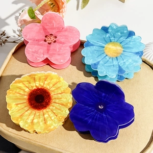 Sweet Acrylic Flower Hair Claw Clip Sunflower Daisy Korean Style Acetate Texture Hair Styling Accessories For Women Girls