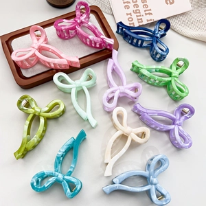 Fashion Marbled Texture Bow Hair Claw Clip For Women Simple Elegant Marble Pattern Square Hair Accessories For Daily Dating