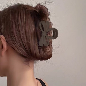 Elegant dark brown bow hair claw clip for women back bun hairstyle hair accessories