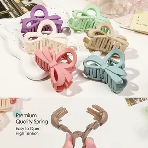 Elegant matte bow hair claw clips set in various colors with strong metal spring