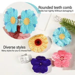 Glossy sunflower hair claws in multiple colors with smooth teeth and acrylic finish