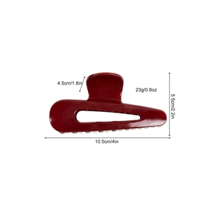Pinza per capelli bordeaux lucida con intaglio a triangolo, dimensioni 10,5 cm per 5,5 cm