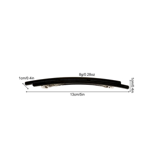 Minimalist black resin spring hair clip with dimensions 13cm length and 1cm width