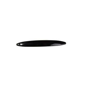 Sleek glossy black oval snap hair clip with a polished finish on a white background