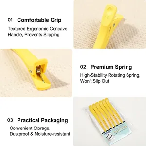 Professionelle 6er-Pack gelbe Abteilclips mit rutschfestem Griff und Metallfeder