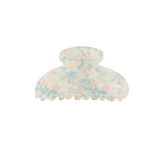 Floral daisy hair claw clip with glitter accents and translucent resin finish for women